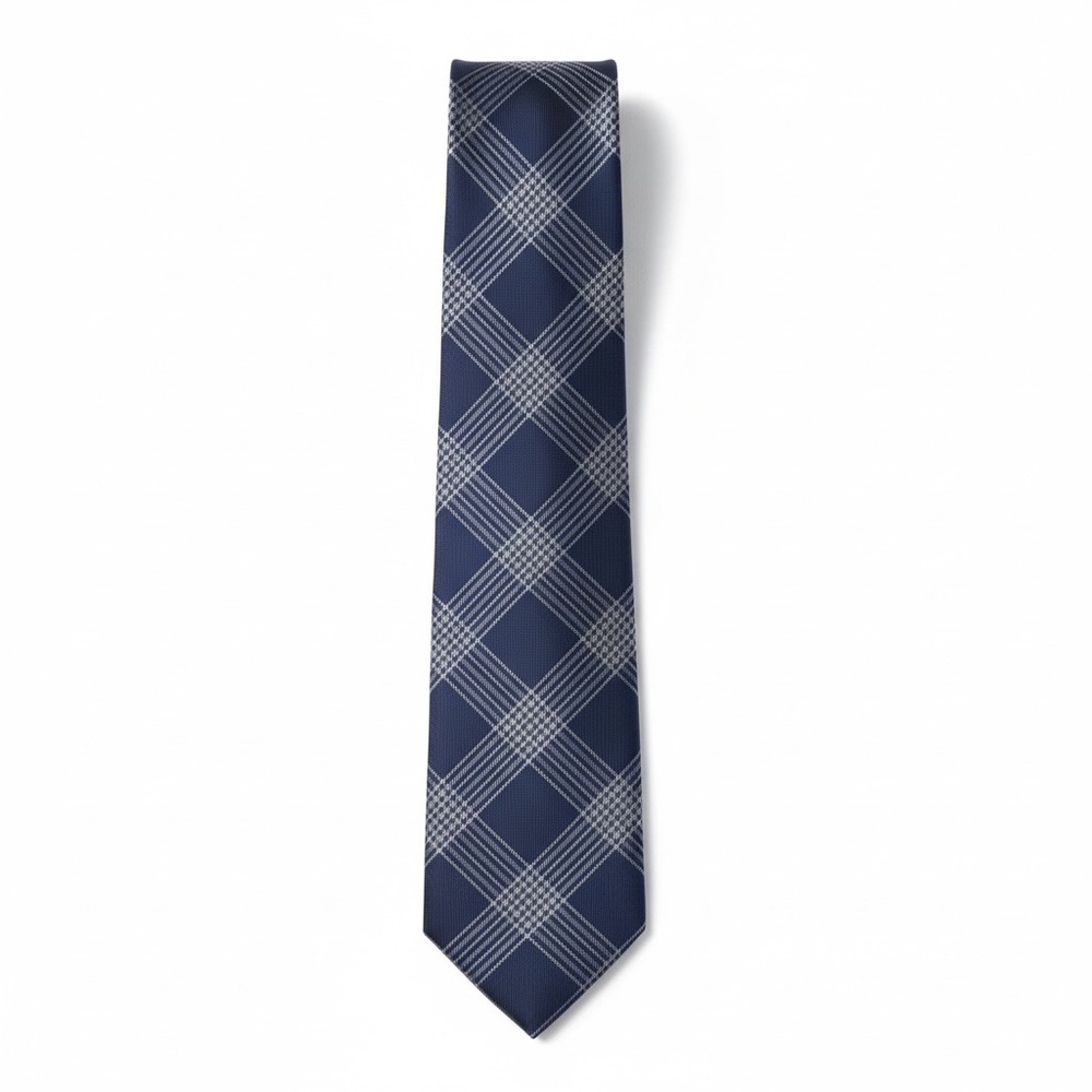 Banana Republic Navy Plaid 100% Silk Tie Classic Business Formal Work Wedding